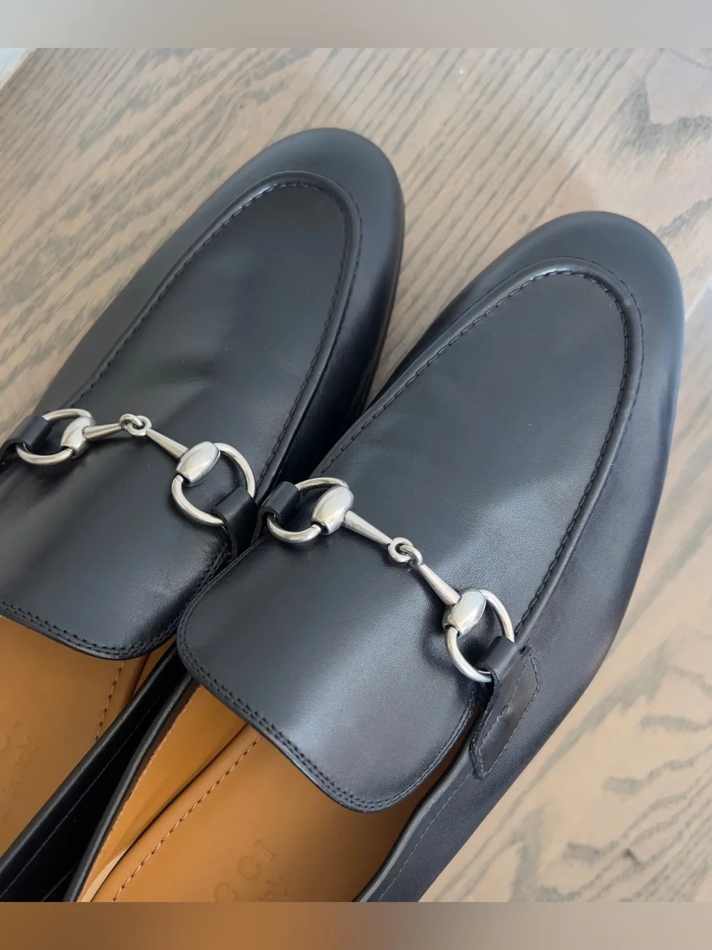 Gucci Men's Jordaan Moccasin Leather Bit Loafers in Black NWOB